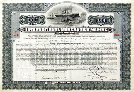 «International Mercantile Marine, 1917, bond 6% $1'000, The Rockefeller Foundation»